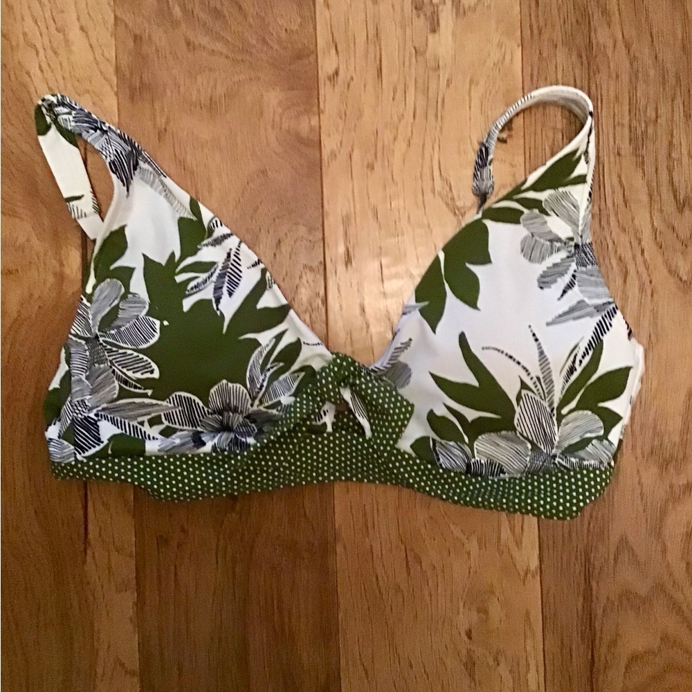 Women’s Liz Claiborne Green White Black Swimsuit bikini top Small